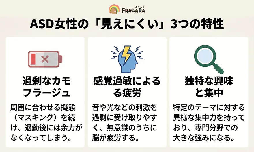 ASD女性の見えにくい3つの特性