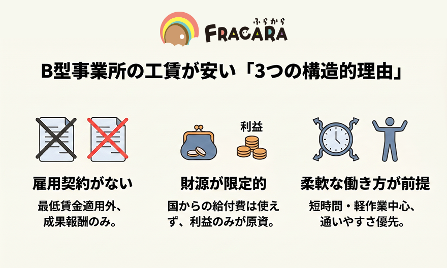 B型事業所の工賃が安い主な3つの構造的理由