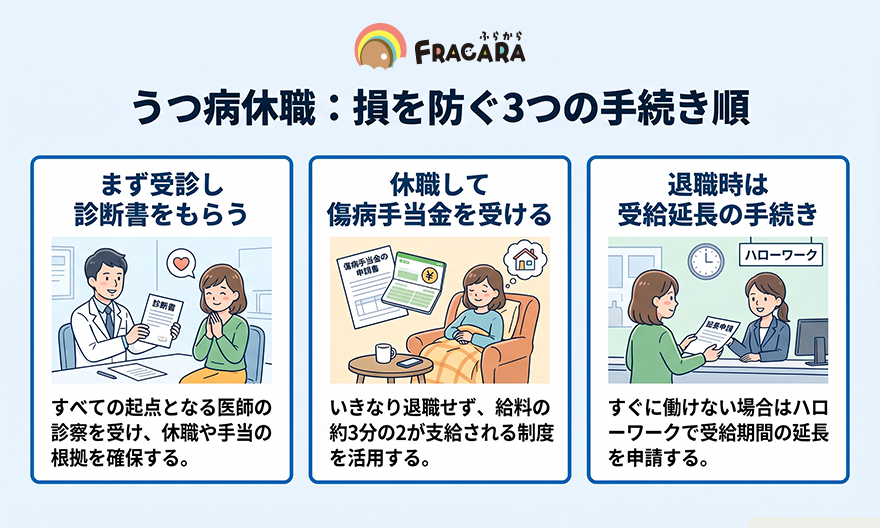 うつ病休職_損を防ぐ_3つの手順