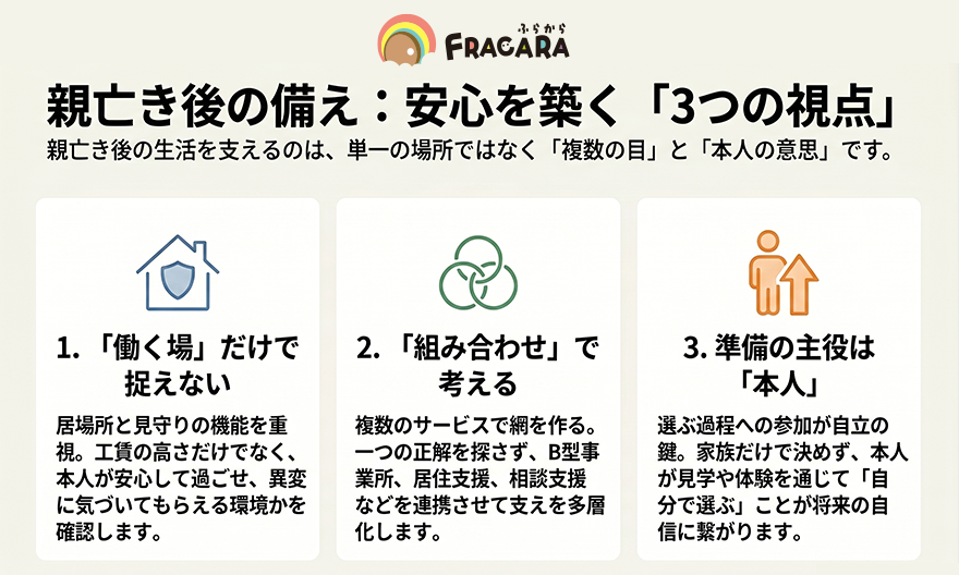親亡き後の備え：安心を築く3つの視点